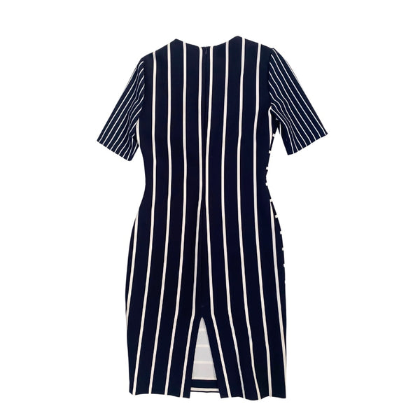 H&M Stripe Pencil Dress Navy SIZE M - Preloved