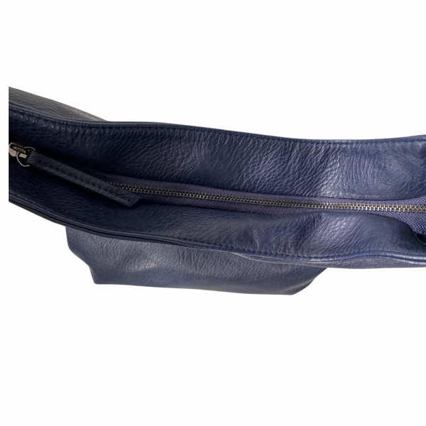 Hobo Shoulder Bag Faux Leather Navy - Preloved