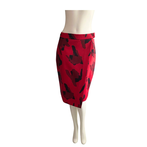 H&M Camouflage Pencil Skirt Red SIZE 14 - New