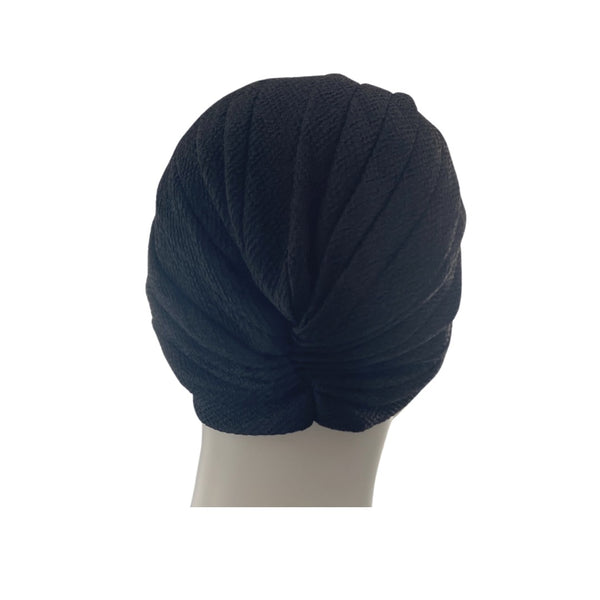 Diamond Knot Fabric Turban Hat Black ONE SIZE - New
