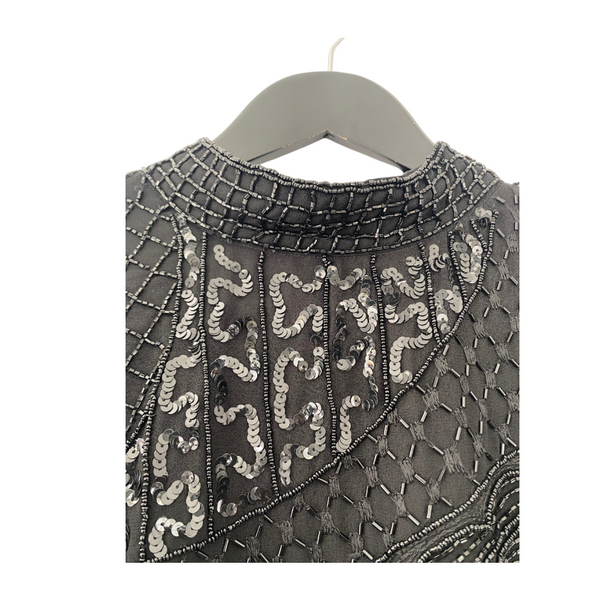 High Neck Top Sequins Vintage Black SIZE 16 - Vintage