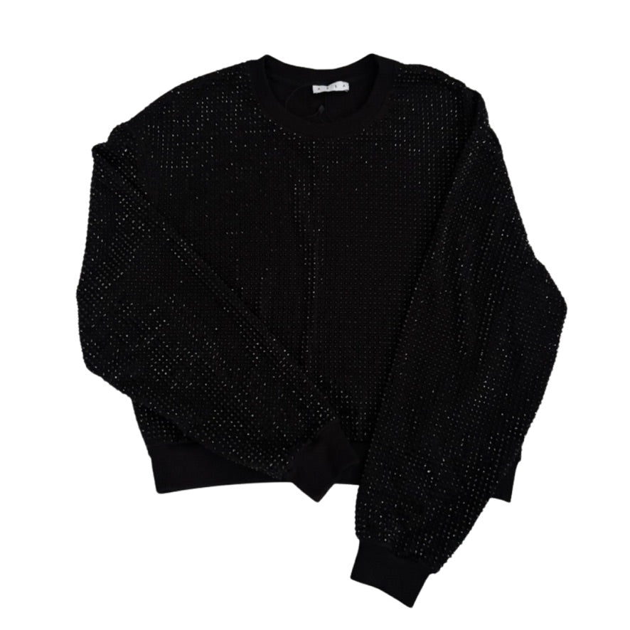 Black textured sweater on a white background