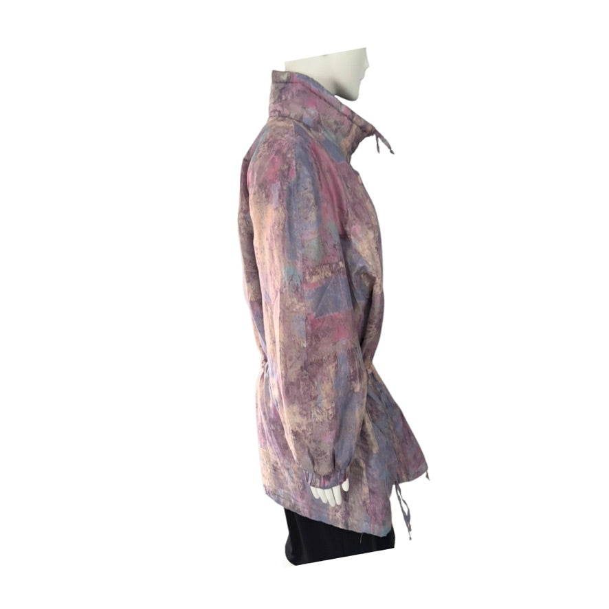 Multicolored jacket on a mannequin against a white background