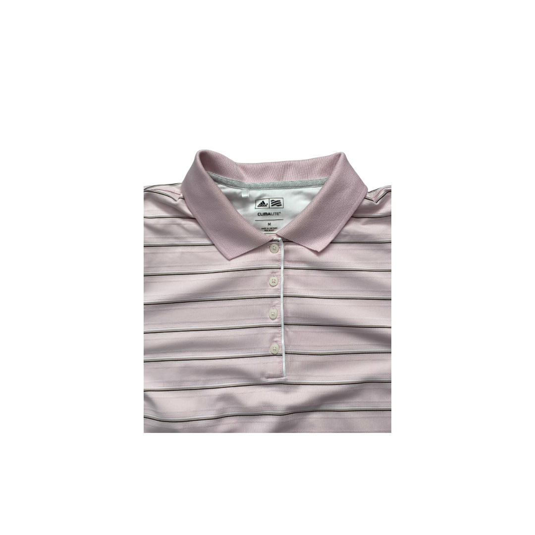 Light pink polo shirt with collar on a white background