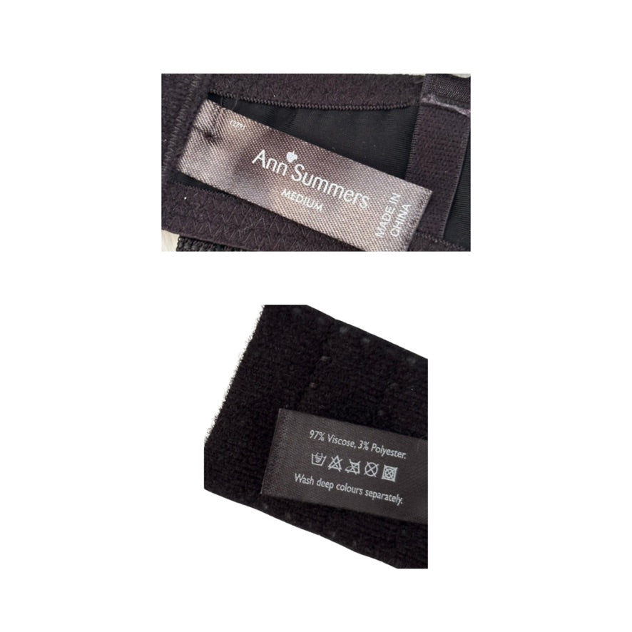 Close-up of Ann Summers label on a product with care instructions.