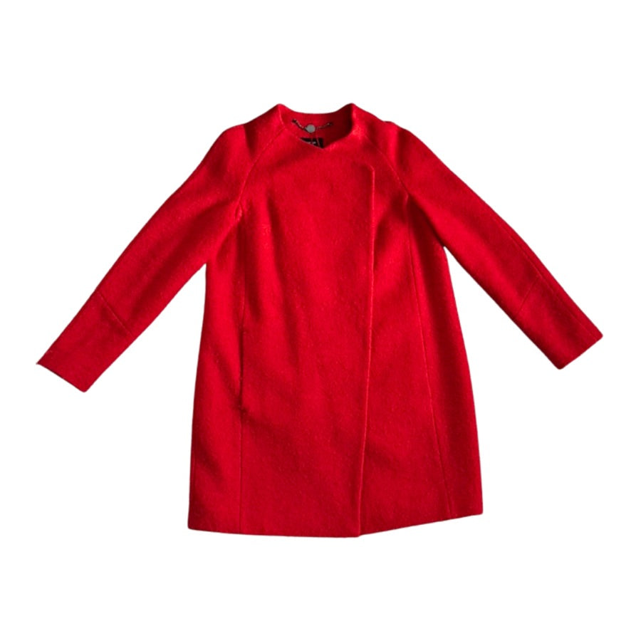 Red coat with long sleeves on a white background