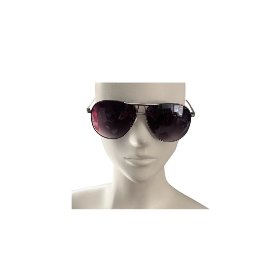 Aviator sunglasses on a mannequin head against a white background