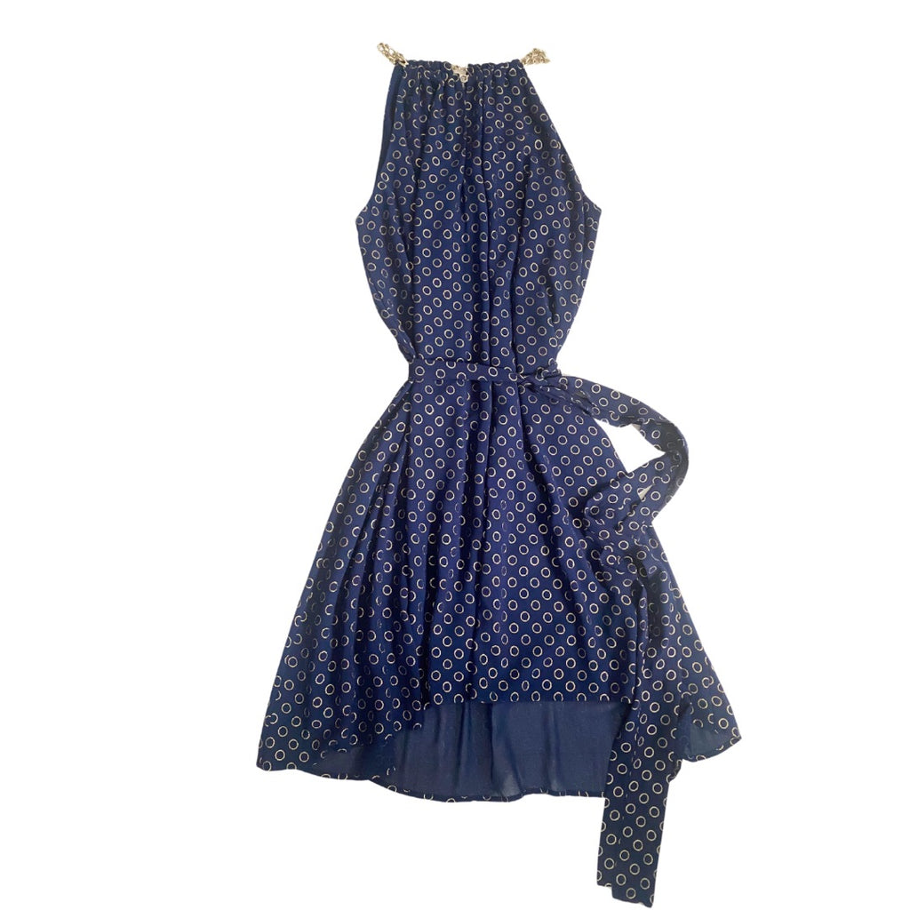 MICHAEL KORS Chain Neck Dress Navy SIZE L - Preloved