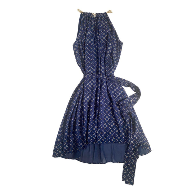 MICHAEL KORS Chain Neck Dress Navy SIZE L - Preloved