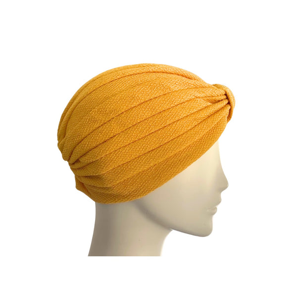 Diamond Knot Fabric Turban Hat Yellow ONE SIZE - New