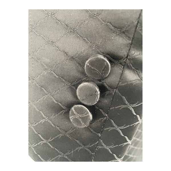 VINTAGE Satin Double-Breasted Longline Blazer Black SIZE 12