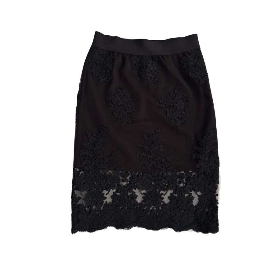 Lace Overlay Pencil Skirt Black Size S/M - New