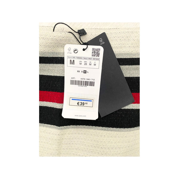 Zara Stripe Pencil Skirt White Red Multi SIZE M