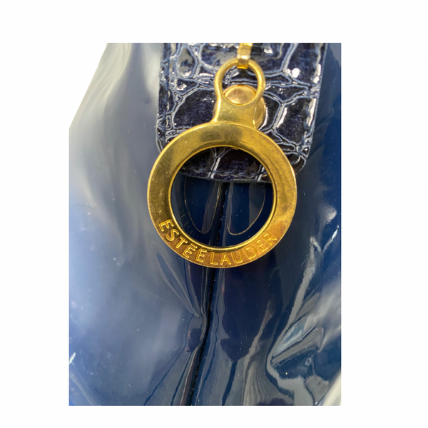 Estée Lauder Patent Weekend Bag Navy - Preloved