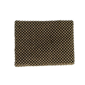 Rectangular clutch bag with a textured pattern on a white background