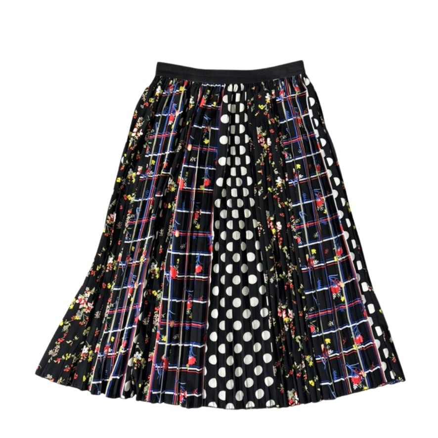 Skirt with colorful geometric pattern on a white background