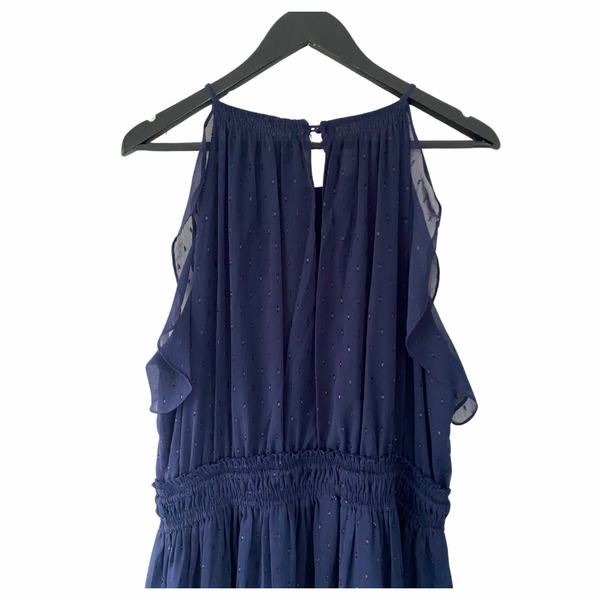 MICHAEL KORS Chiffon Midi Maxi Dress Navy SIZE XL - Preloved