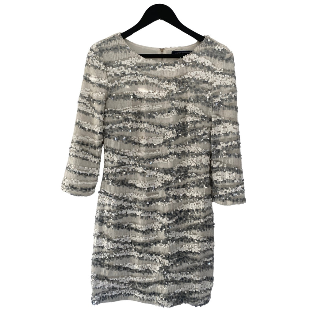 French Connection Sequins Short Dress White Silver SIZE 12 - New