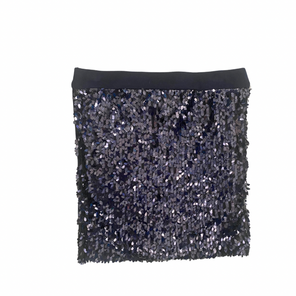 Sequins Fine Knit Fitted Skirt Navy SIZE M