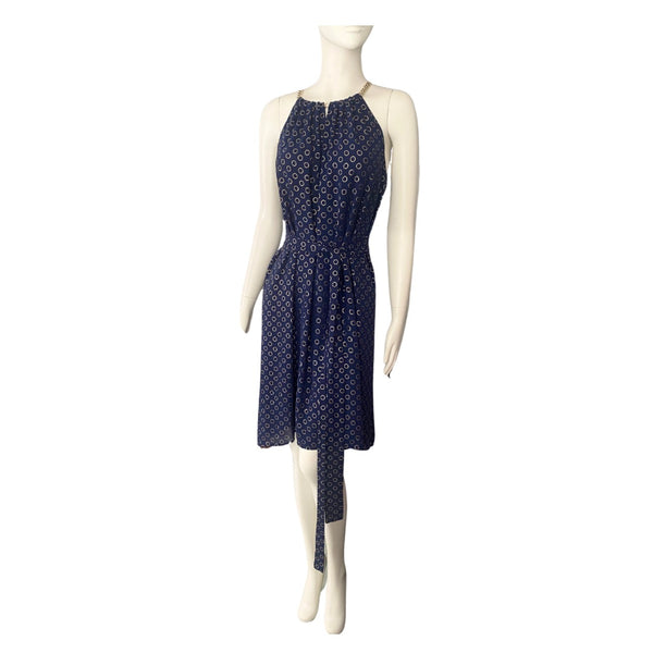 MICHAEL KORS Chain Neck Dress Navy SIZE L - Preloved