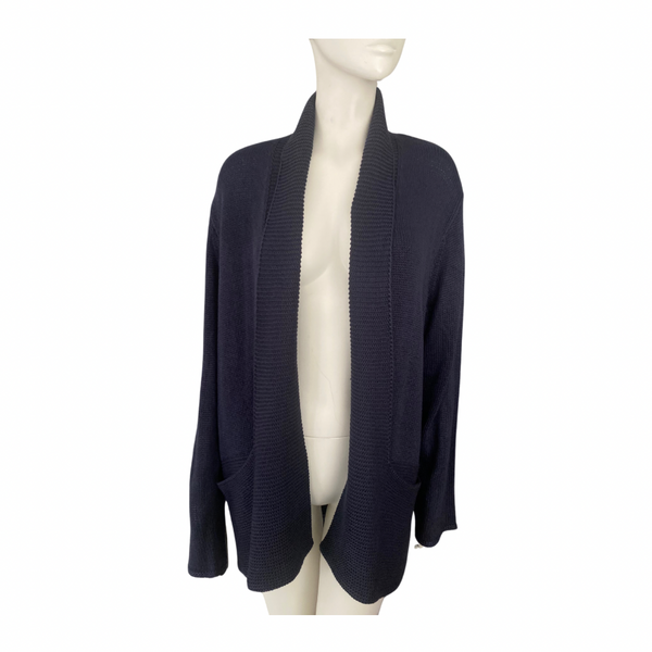 Marble Shawl Collar Knitted Cardigan Navy SIZE S - Preloved