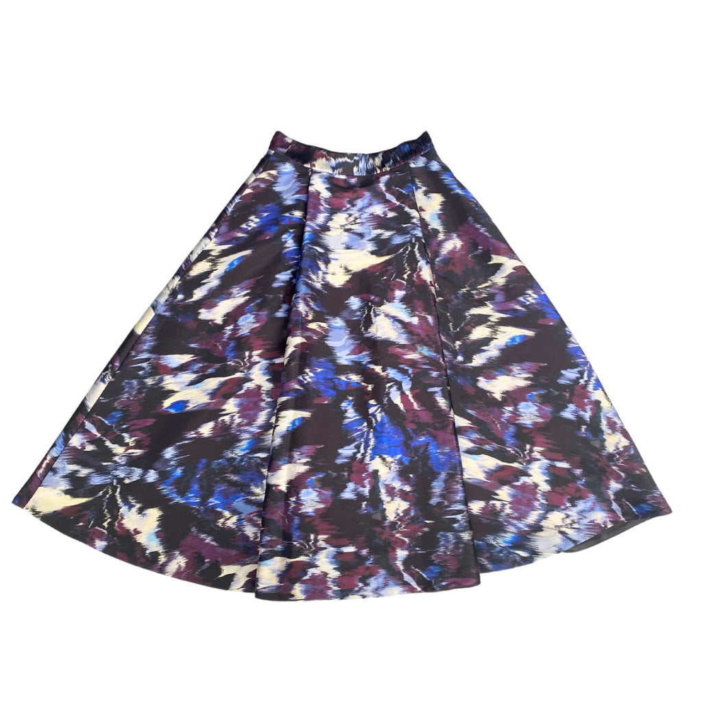 LK Bennett Leona Circle Midi Skirt Black Multicolour SIZE  12 - Preloved