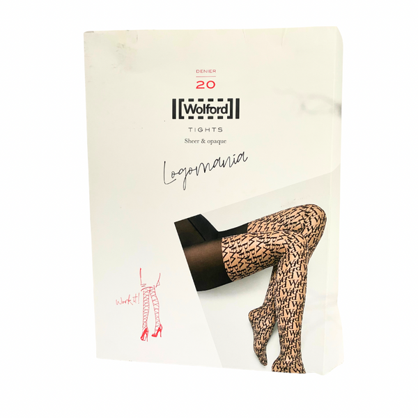 Logomania 20 Denier  Sheer Opaque Tights Wolford Black SIZE XS - New