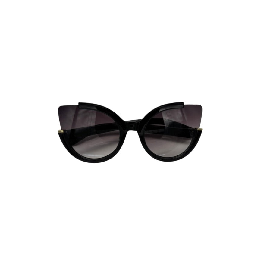 Black cat-eye sunglasses on a white background