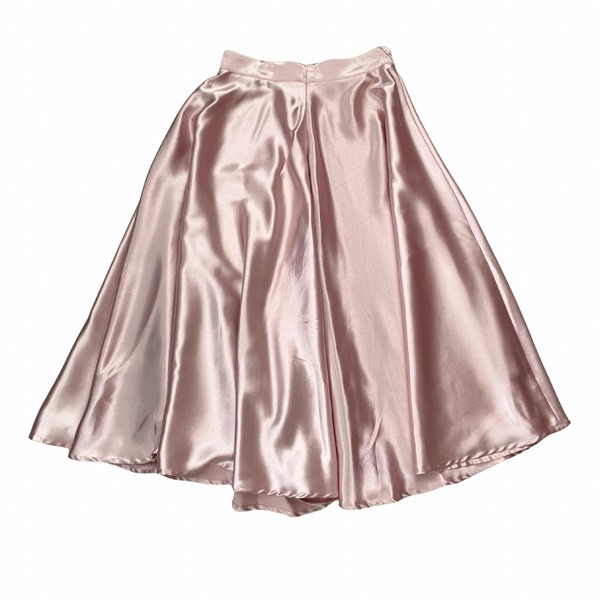 Pink satin skirt on a white background