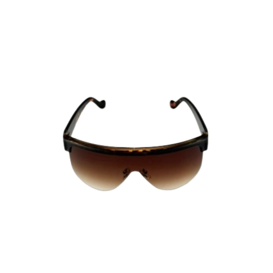 Sunglasses with a gradient brown lens on a white background