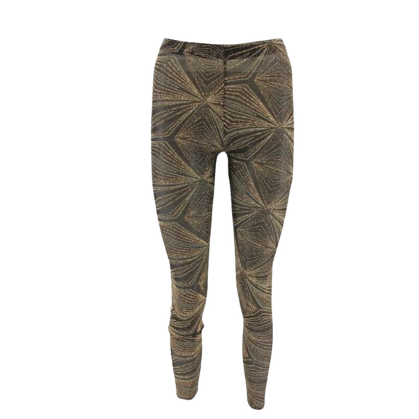Geometric Metallic Leggings Brown SIZE 12 - New