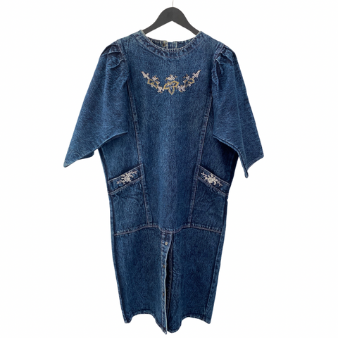 VINTAGE 80s Denim Dress BLUE SIZE 16