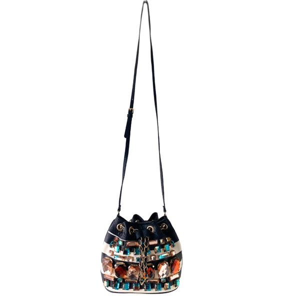 Aldo Bejewelled Bucket Bag Black Multicolour - Preloved