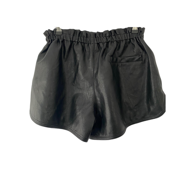Faux Leather Athletic Shorts Black - New