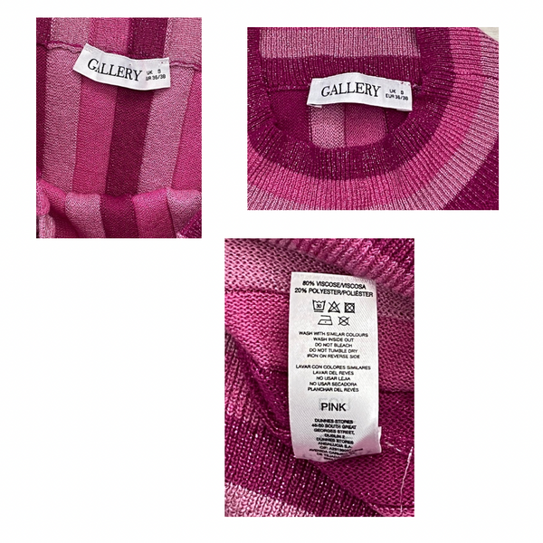Gallery Striped Knit Skirt Top Co-ord Pink Size S – Preloved