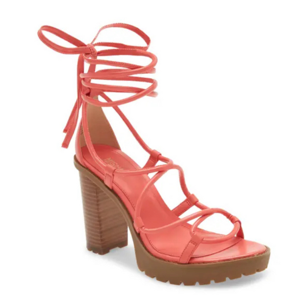 MICHAEL KORS Vero Lug Platform Sandals Coral - New