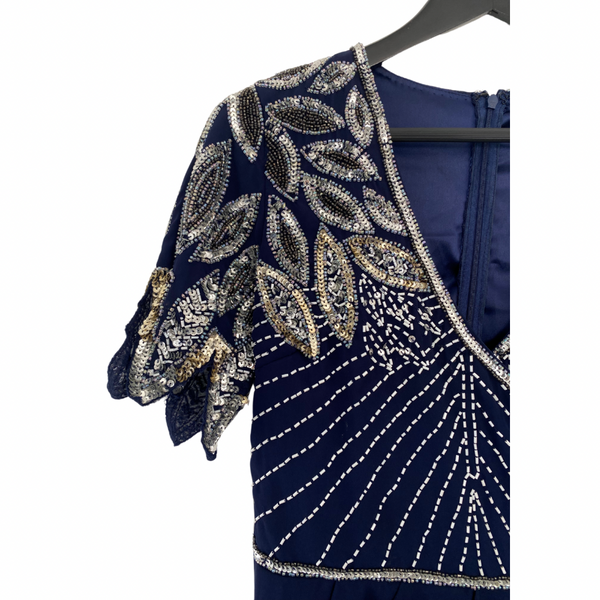 Virgo Lounge Sequins Midi Dress Navy SIZE 8
