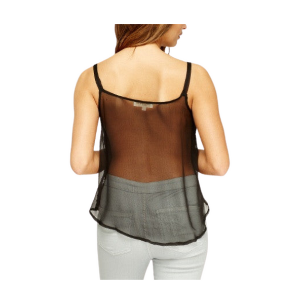 Sequins Sheer Floral String Cami Top Blue Black SIZE S | M | L