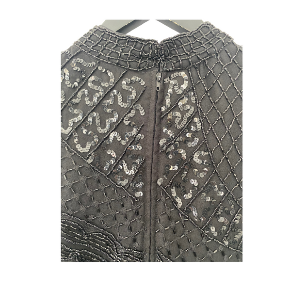 High Neck Top Sequins Vintage Black SIZE 16 - Vintage