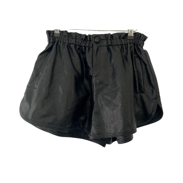 Faux Leather Athletic Shorts Black - New