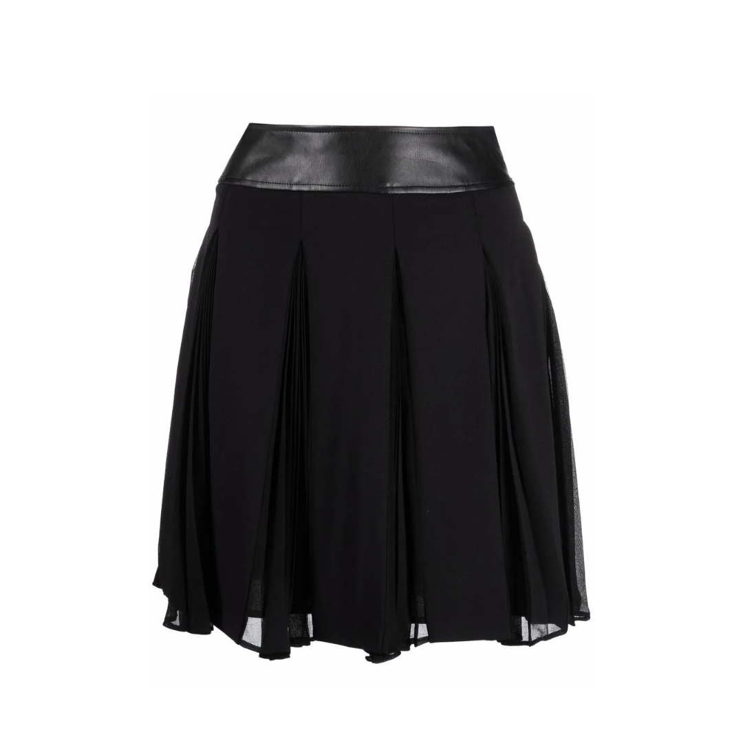 Black skirt with leather waistband on a white background
