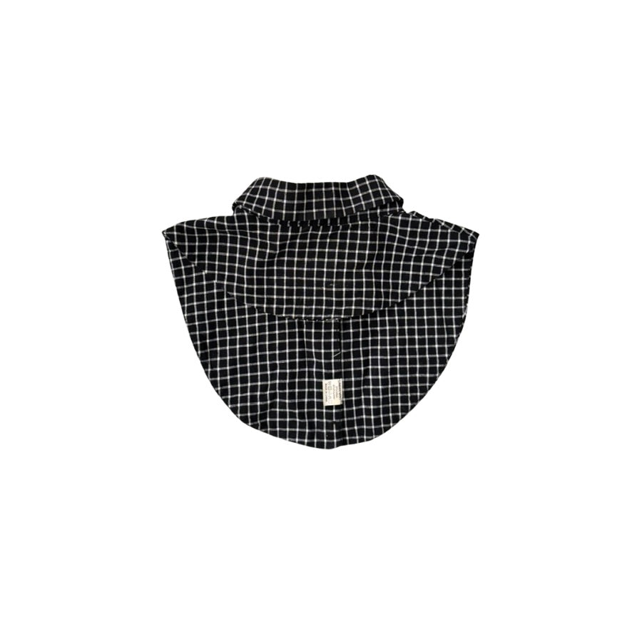 Black and white checkered shirt collar on a white background