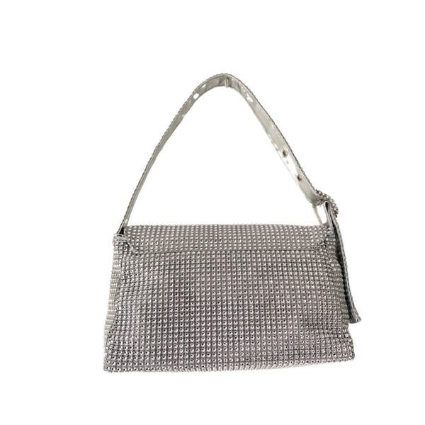 Diamanté Shoulder Bag Silver - New