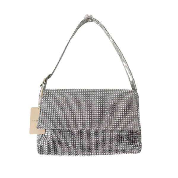 Diamanté Shoulder Bag Silver - New