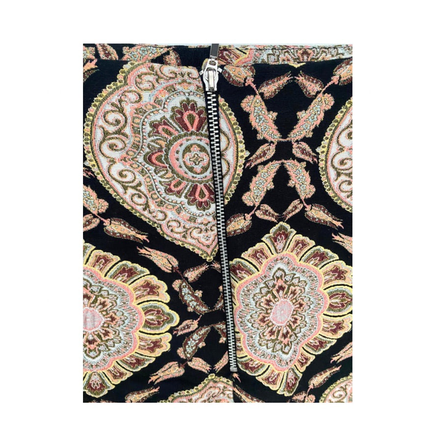 Patterned product with a zipper on a white background