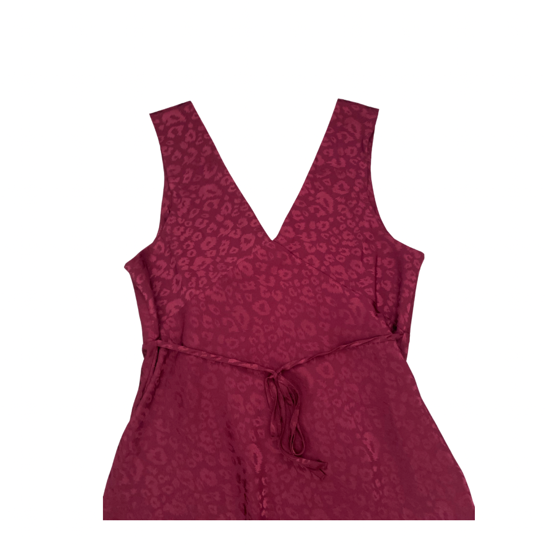 Maroon patterned dress on a white background