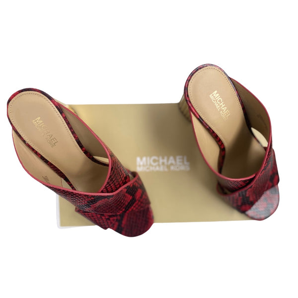 MICHAEL KORS Porter Mules Snakeskin Red Gold SIZE 36 - New