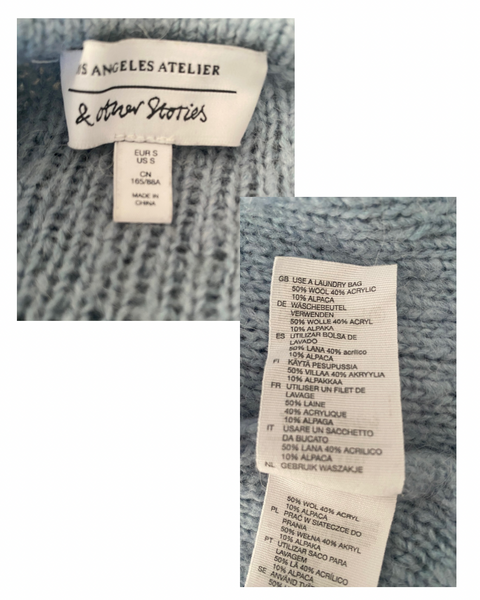 & Other Stories Short Cardigan Wool Blue SIZE S -Preloved