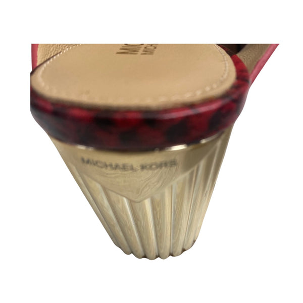 MICHAEL KORS Porter Mules Snakeskin Red Gold SIZE 36 - New