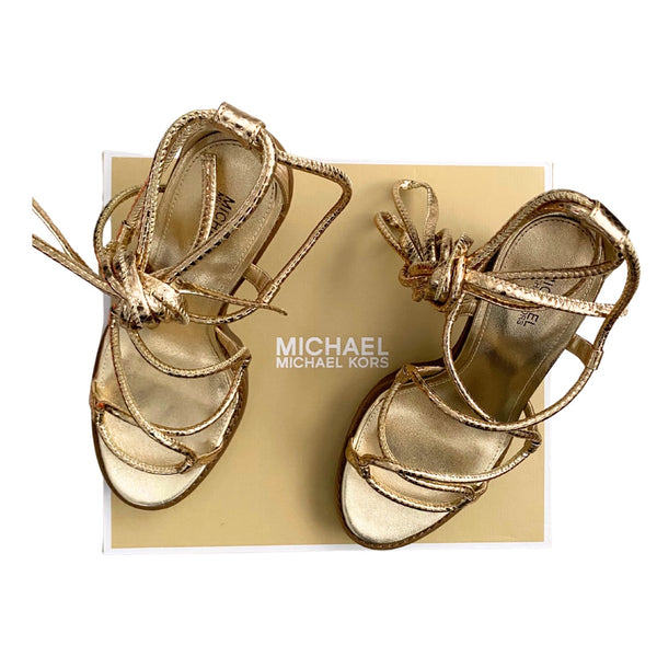 MICHAEL KORS Vero Lug Platform Sandals Gold - New